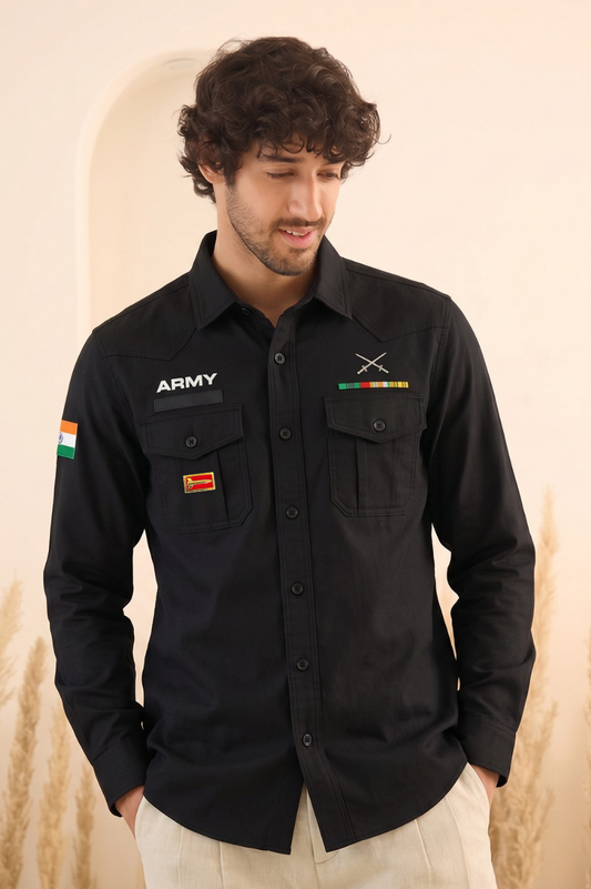 Custom Name Army Cargo Cotton Shirt