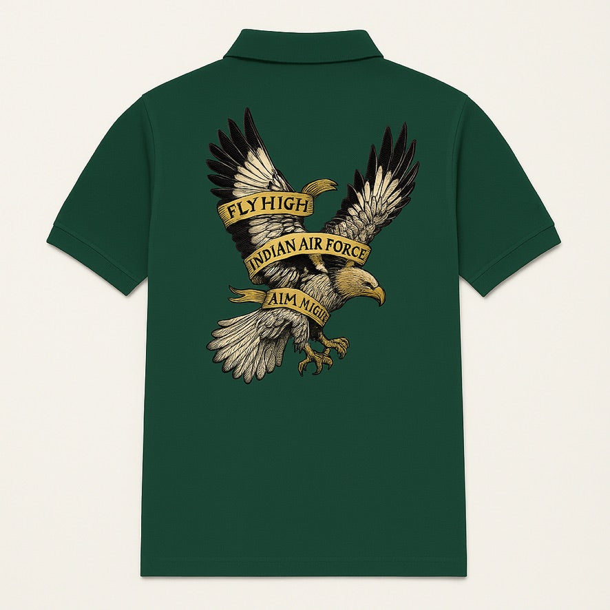 Attire Dot Bottle Green Eagle Print IAF T-Shirt – Indian Air Force Pride