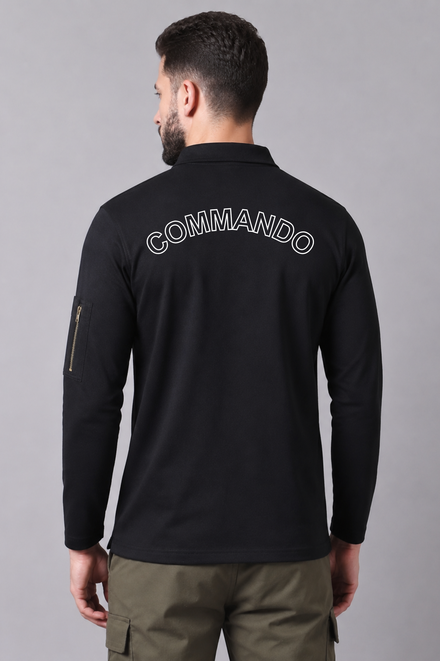 Custom Name full Sleeve Black Cotton T-shirt