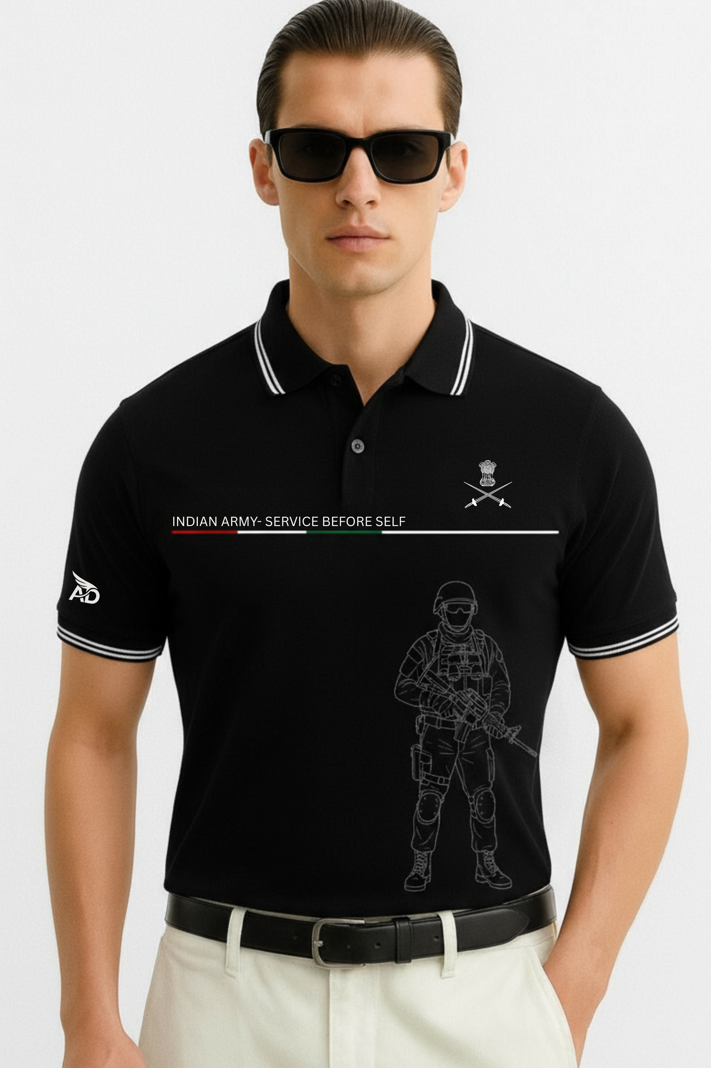 Indian Army “Service Before Self” Tribute Cotton Polo T-shirt