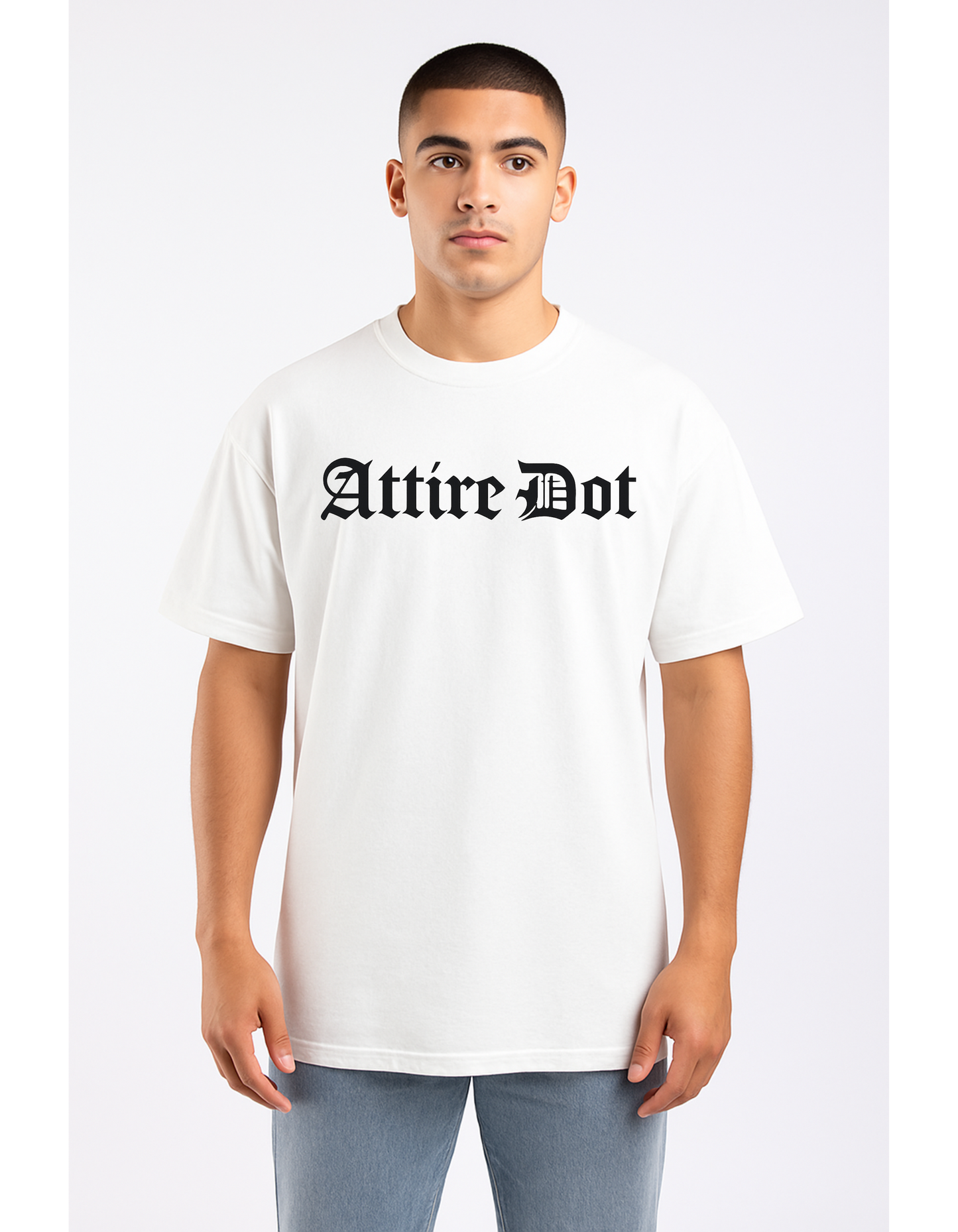 Attire Dot Fearless Bear Oversized T-Shirt – White | 240 GSM Premium Cotton