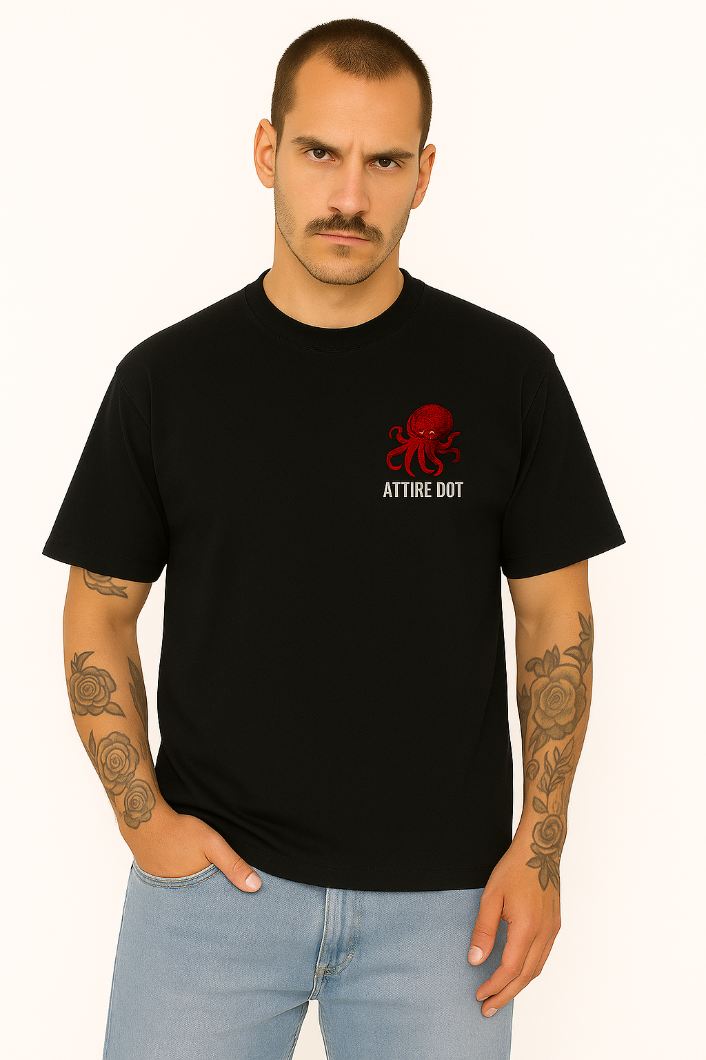 Attire Dot Born to Dive Oversized T-Shirt – Black | 240 GSM Cotton Streetwear