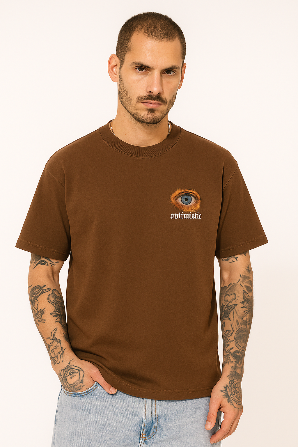 Attire Dot “Optimistic Eye” Oversized T-Shirt – Premium 240 GSM Pure Cotton | Designed in Italy