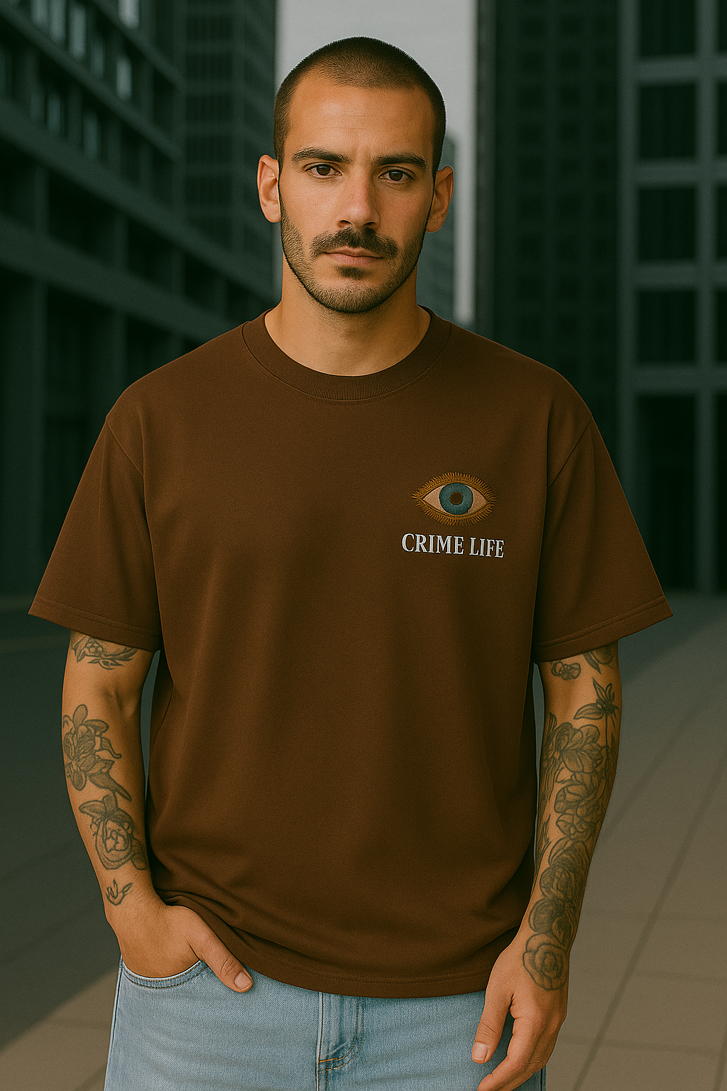 Attire Dot Ghetto Gospel Oversized T-Shirt – Brown | 240 GSM Premium Cotton