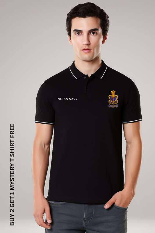 Indian Navy Minimal Polo – Anchor Edition Premium Pure cotton 240 GSM