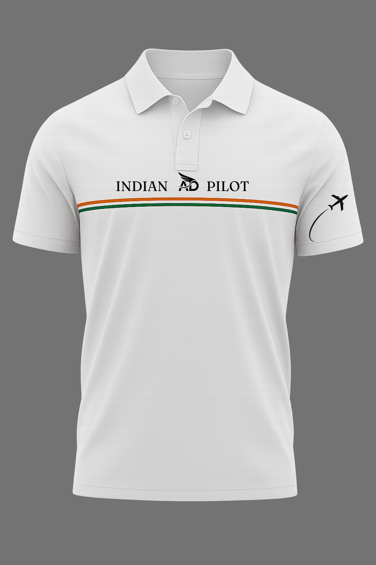 Indian Pilot Polo – 240 GSM Pure Cotton | Tricolour Aviation Edition
