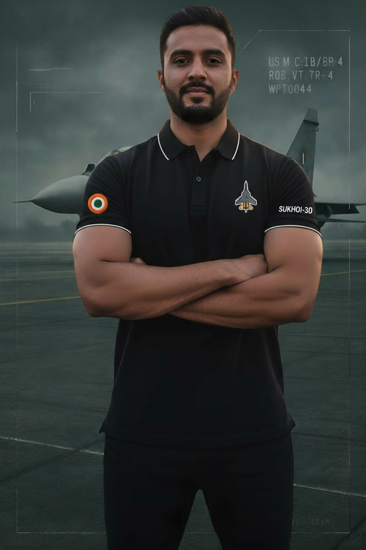 Sukhoi-30 Premium Polo | 240 GSM Pure Cotton | All Embroidery Detailing
