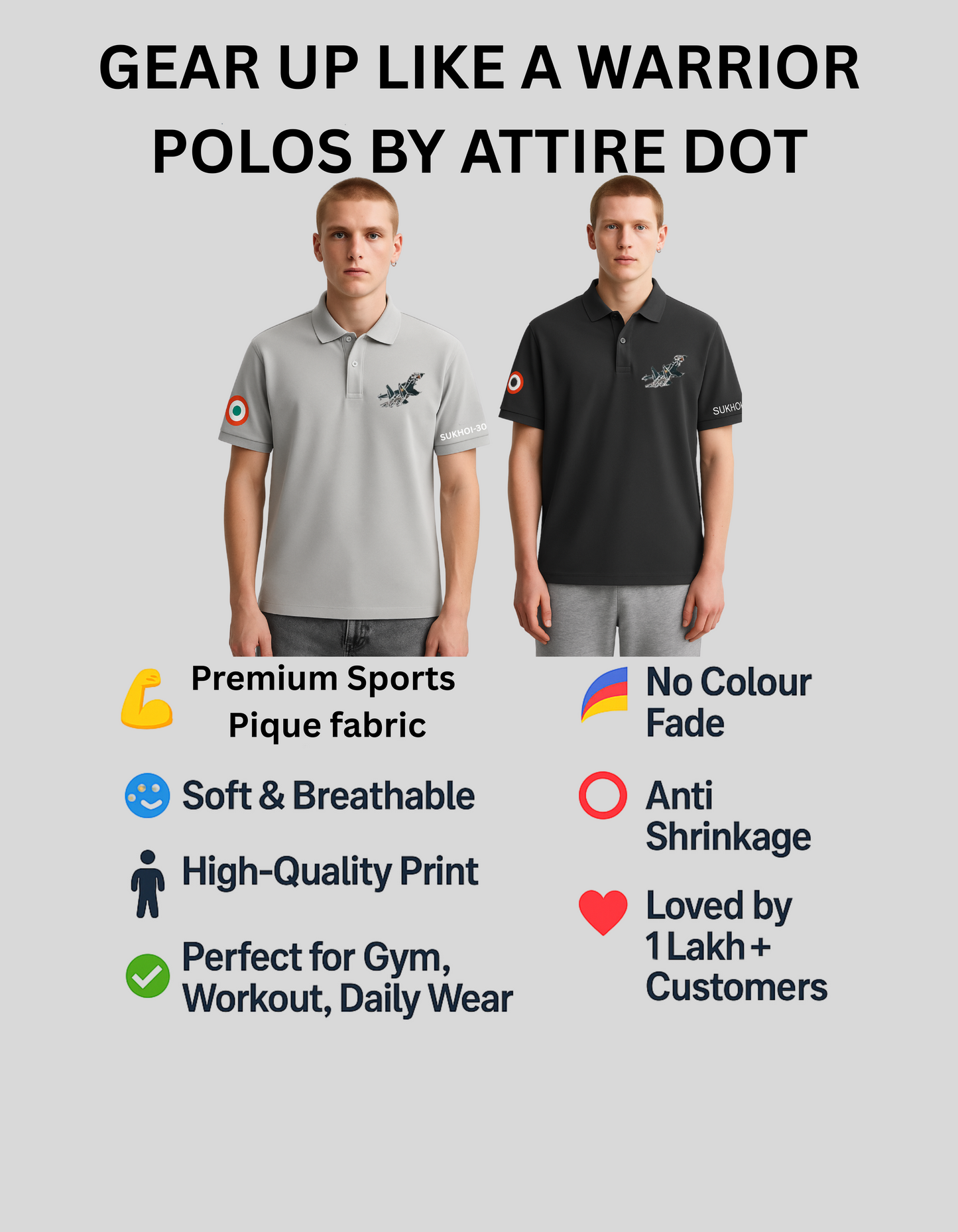 Combo of 2 SU-30 Fighter Jet Polo T-Shirts – Indian Air Force Edition