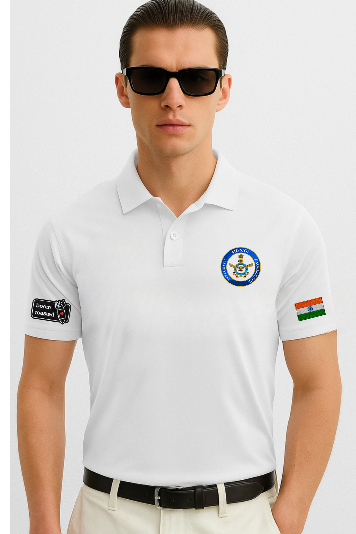 Indian Air Force Crest Polo – 240 GSM Pure Cotton, Aviation Edition