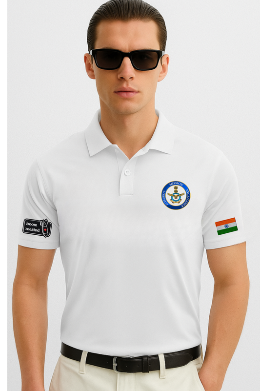 Indian Air Force Crest Polo – 240 GSM Pure Cotton, Aviation Edition