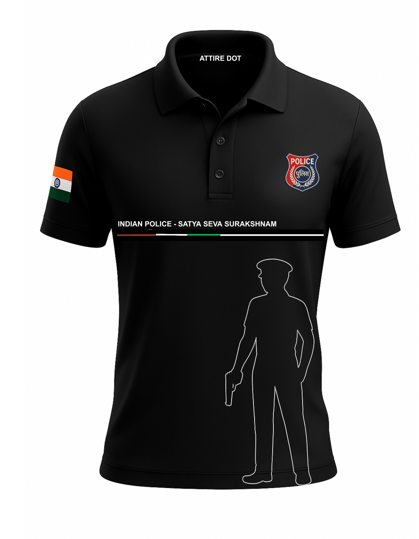 Indian Police Tribute T-Shirt – 240 GSM Premium Cotton | Satya Seva Surakshnam | ATTIRE DOT