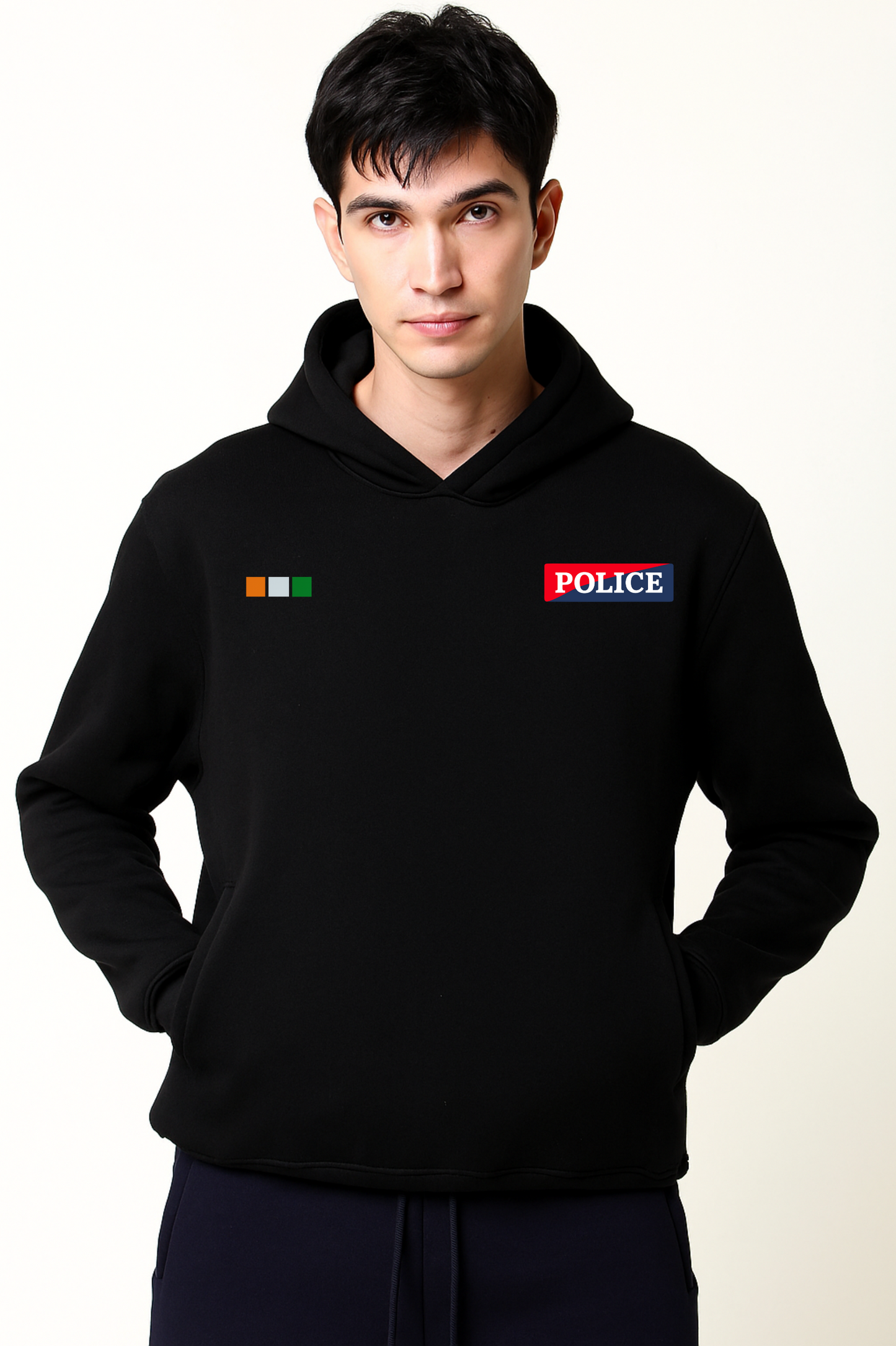 Premium Police Hoodie – Heavy GSM Pure Cotton | Tricolor Badge Design