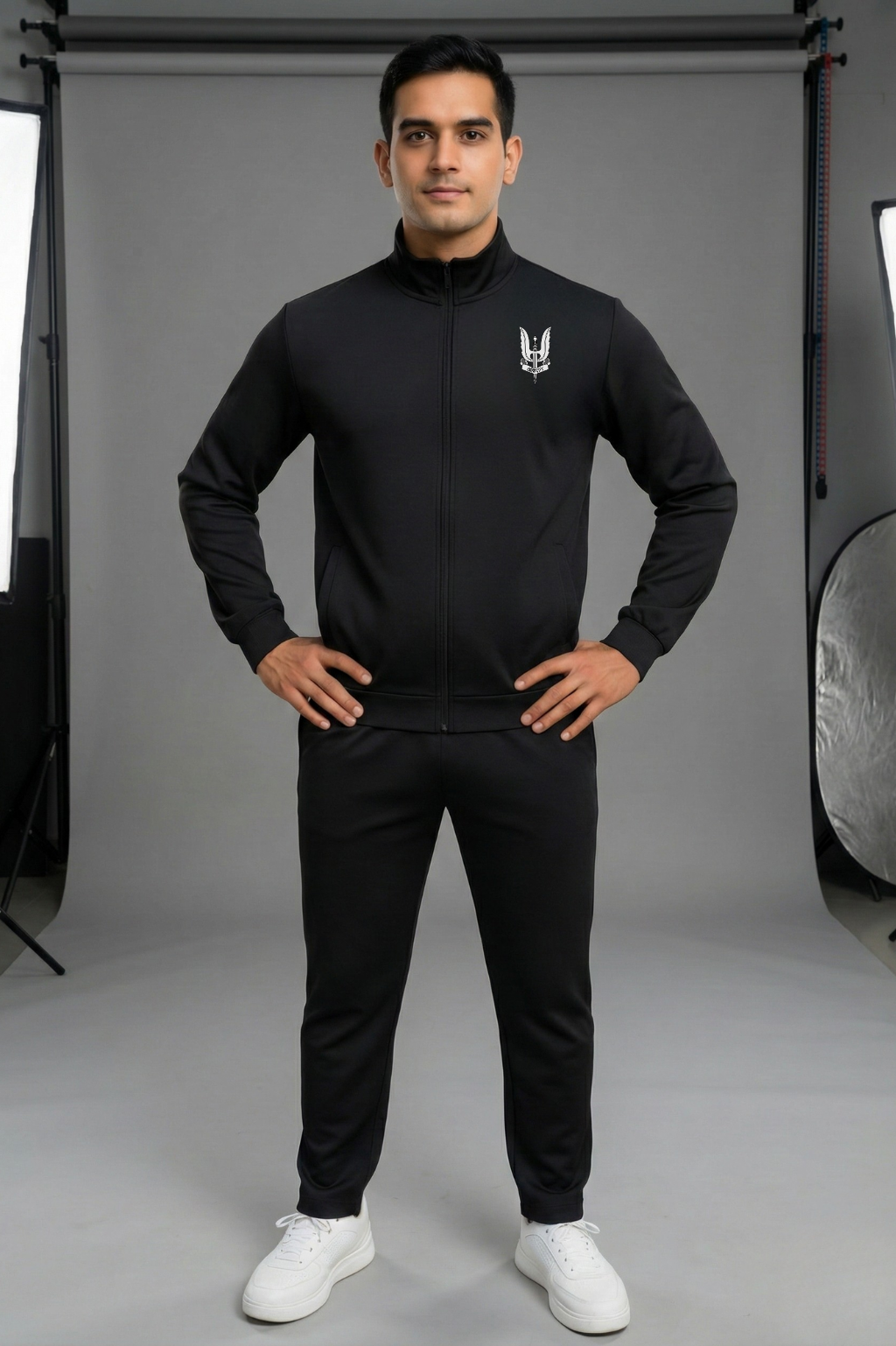 Special Forces Premium Black Tracksuit – Balidan Badge Front & Skull Mind Back Print | ATTIRE DOT