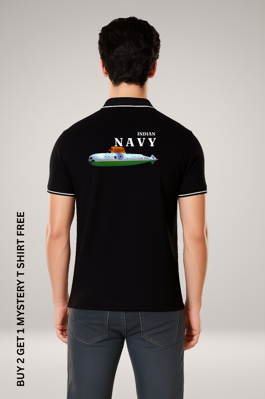 Indian Navy Submarine Polo T-Shirt – Premium Cotton Patriotic Wear