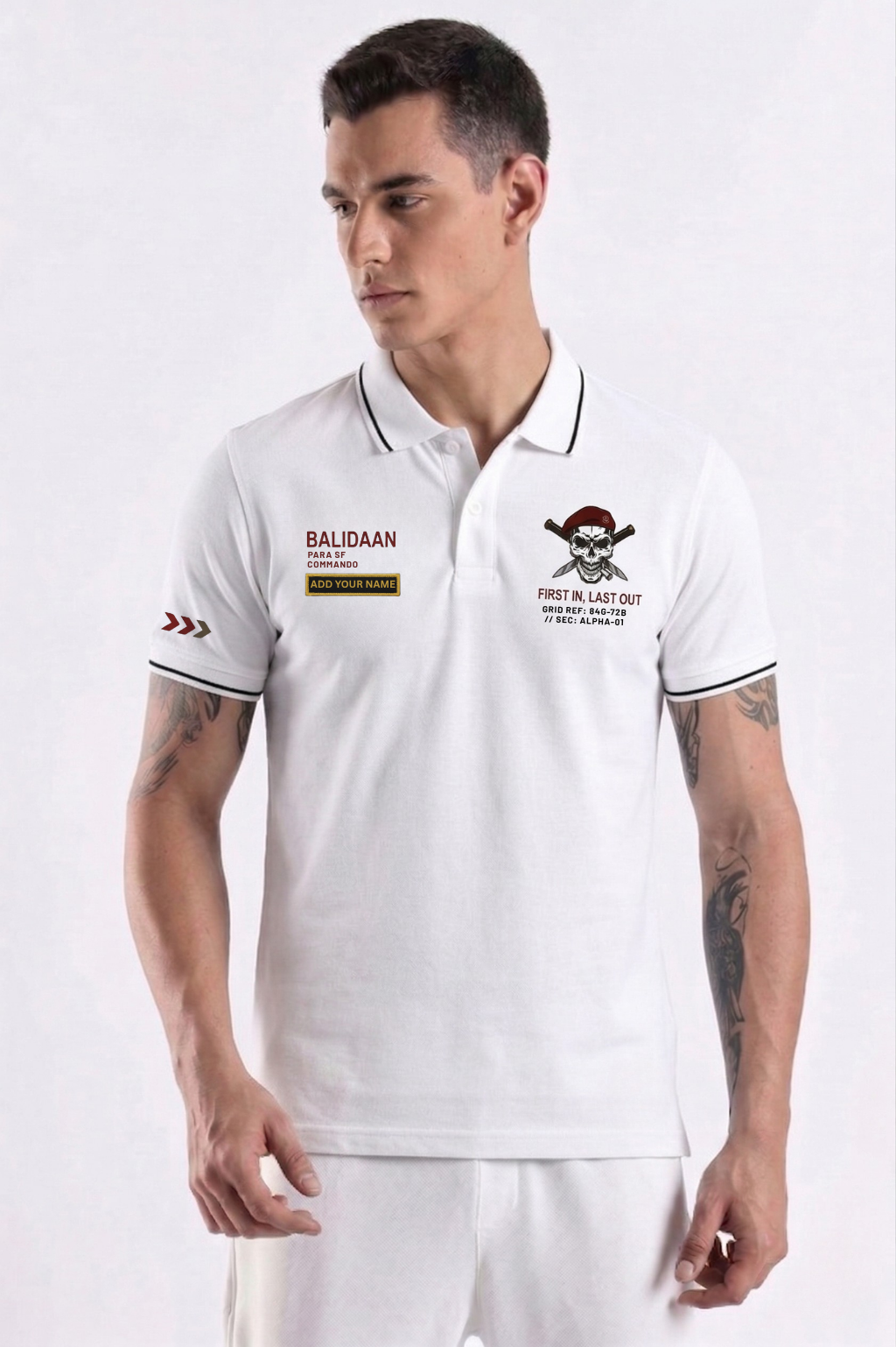 Custom Name Balidan White Polo T-Shirt – 240 GSM Premium Cotton
