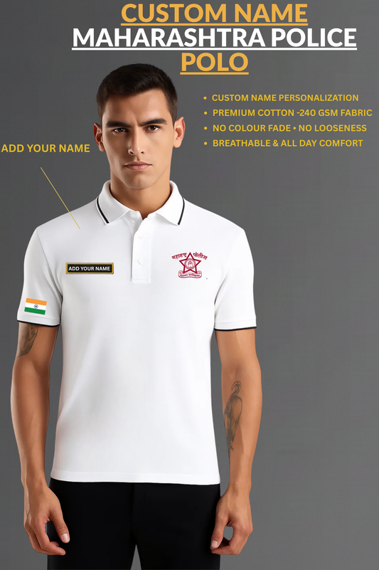 Maharashtra Police Custom Name Polo T-shirt