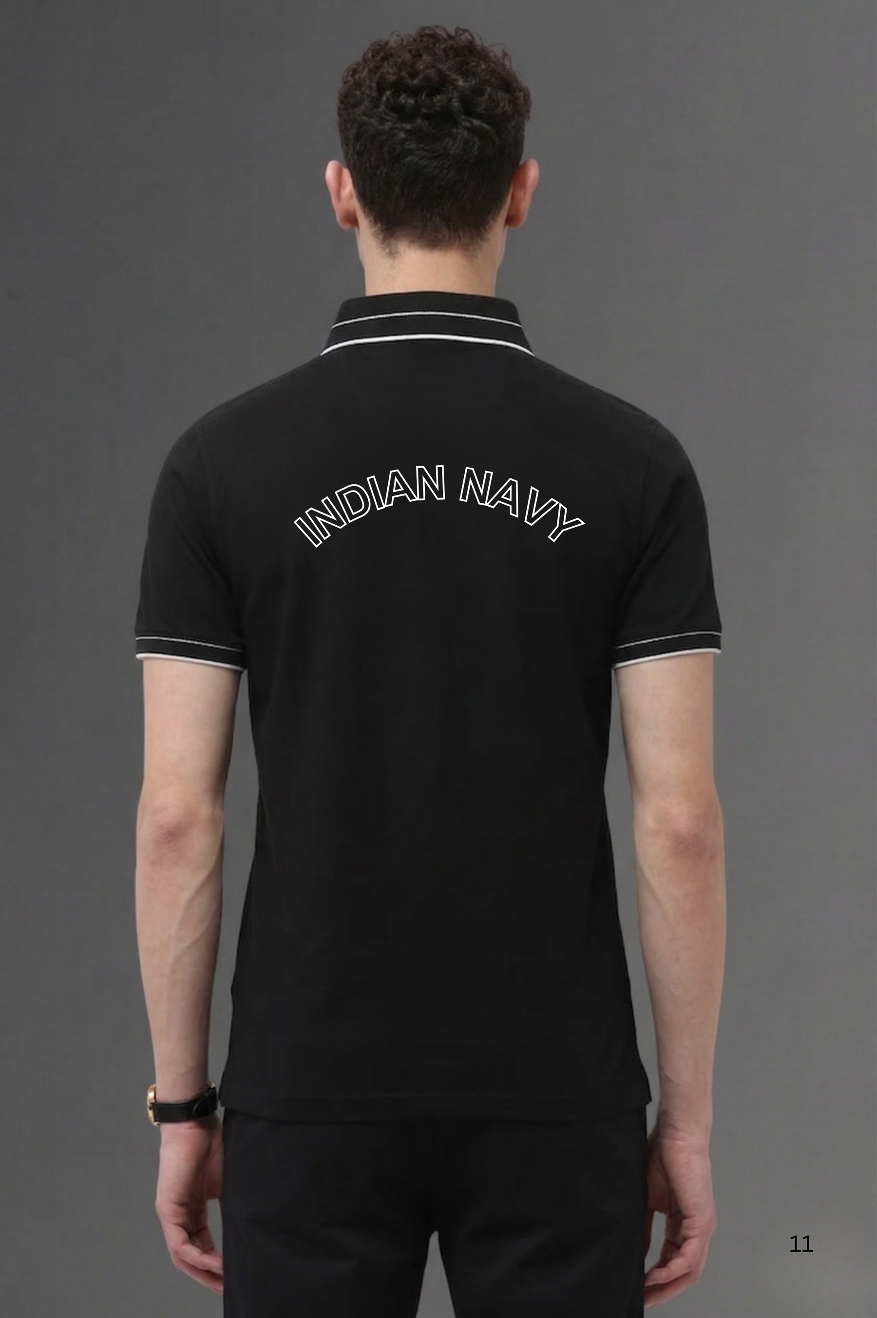 Custom Name Indian Navy Cotton T-Shirt