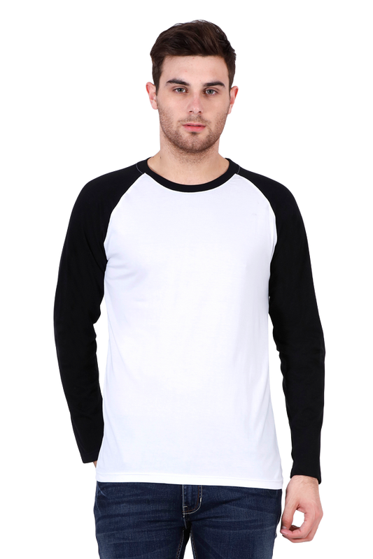 White Black ROUND Neck Reglan Full sleeve T-shirts For Men