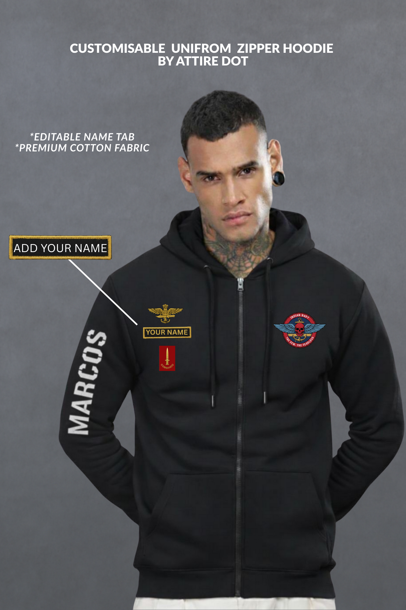 Customisable MARCOS Commando Uniform Zipper Hoodie |