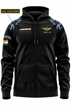 Airforce Custom Name Plate Zipper Hoodie