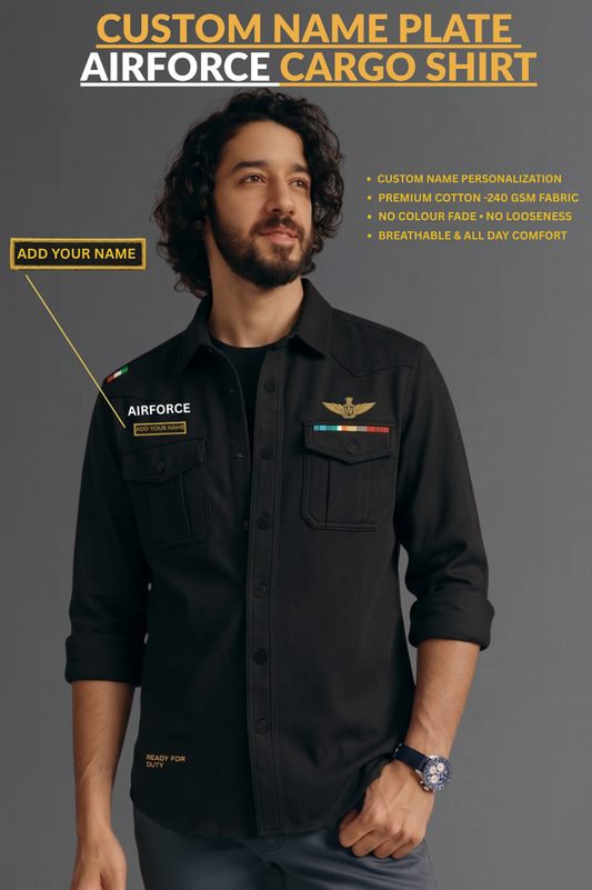 Airforce Custom Name Cargo Cotton Shirt