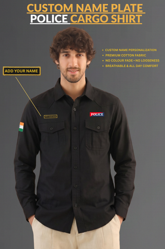 Police Custom Name Cargo Cotton Shirt
