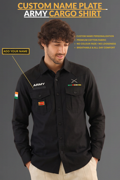 Custom Name Army Cargo Cotton Shirt