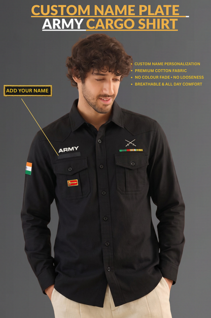 Custom Name Army Cargo Cotton Shirt