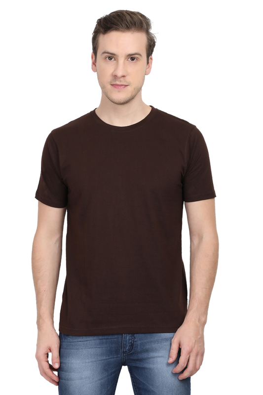 Round Neck Half sleeve classic Coffee BrownT-shirts For Men