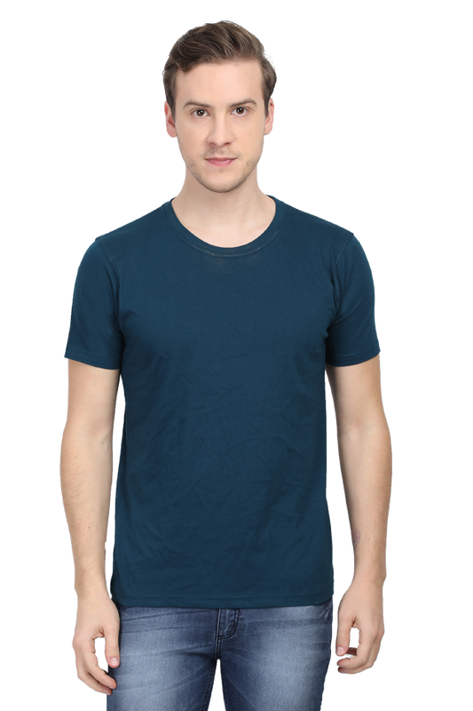 Round Neck Half sleeve classic Petrol Blue T-shirts For Men by Attire Dot