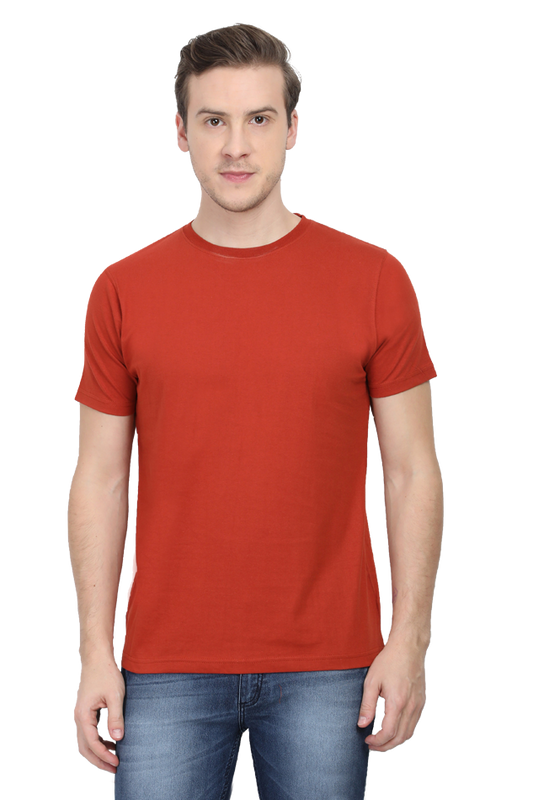 Round Neck Half sleeve classic Brick Red T-shirts For Men