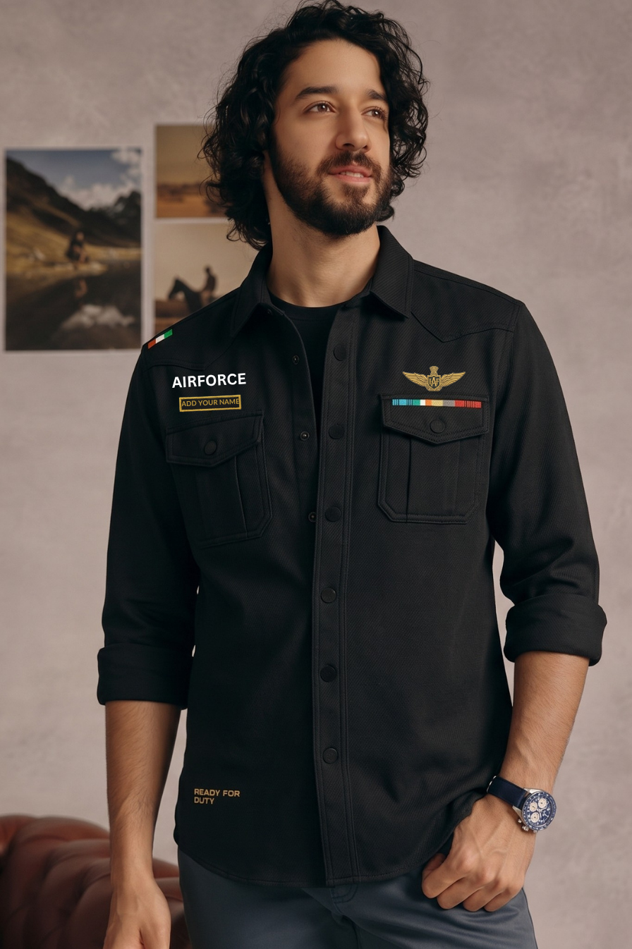 Airforce Custom Name Cargo Cotton Shirt