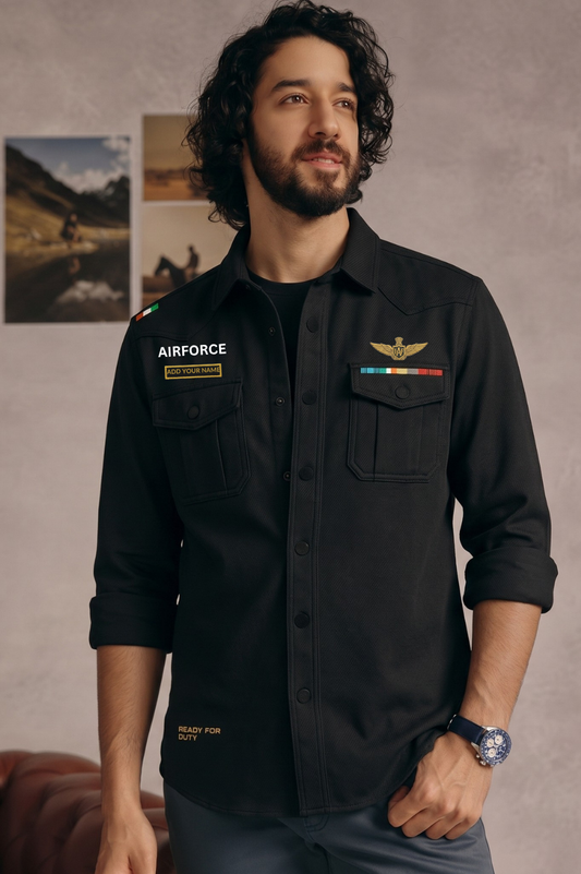 Airforce Custom Name Cargo Cotton Shirt