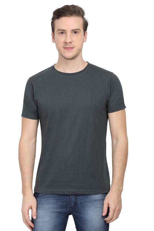 Round Neck Half sleeve classic Steel Green T-shirts For Men