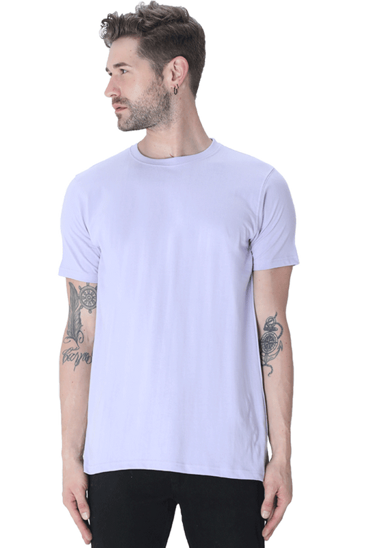 Round Neck Half sleeve classic Lavander T-shirts For Men by Attire Dot