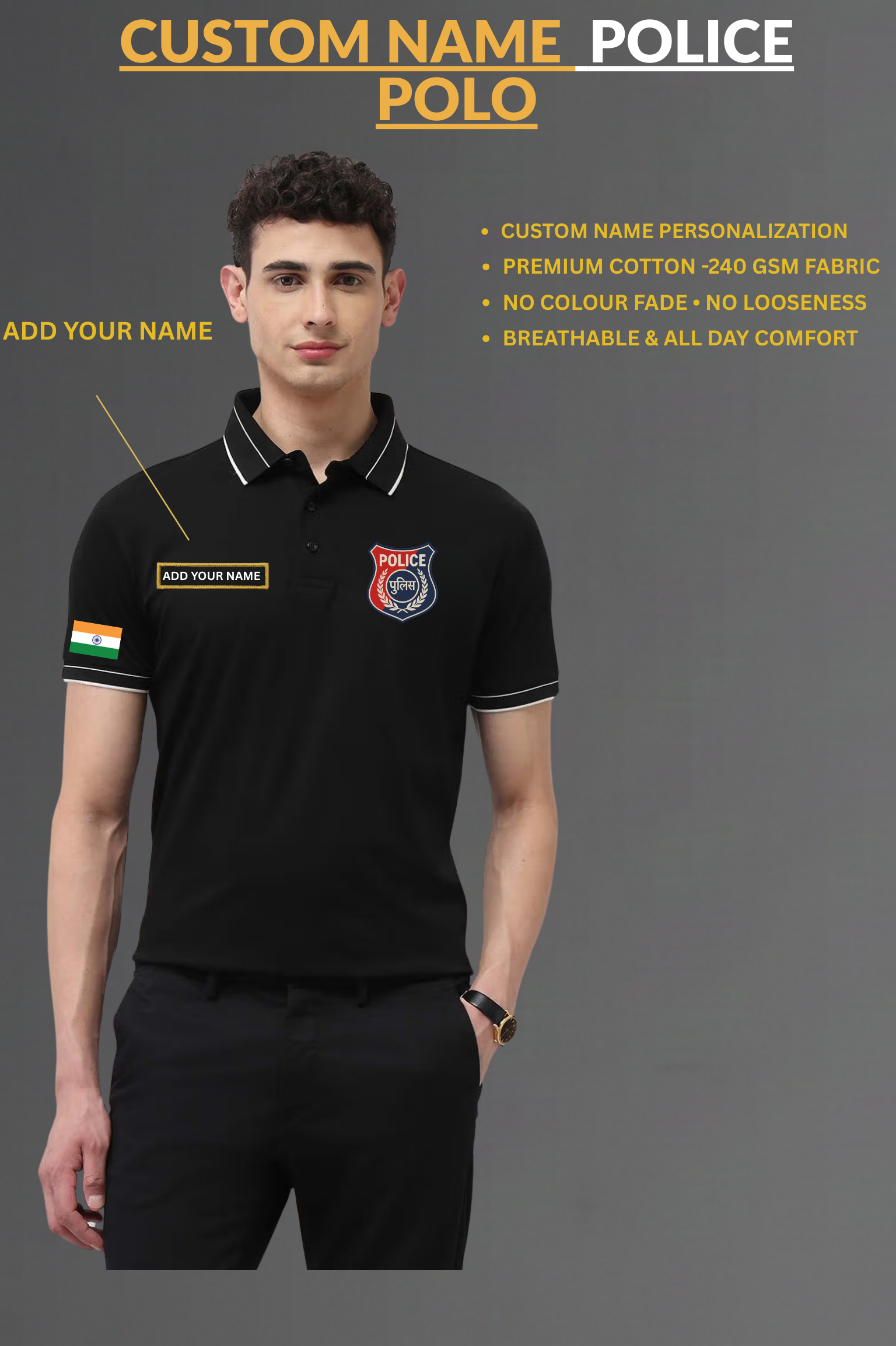POLICE CUSTOM NAME POLO T-SHIRT
