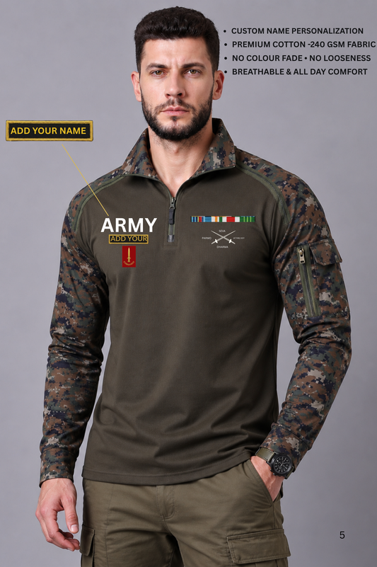 ARMY Custom Name Full sleeve Cotton T-shirt