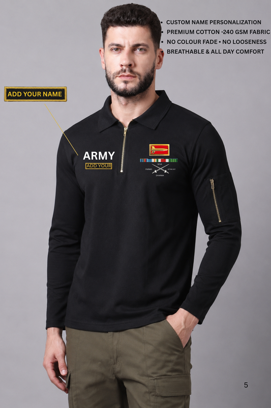 ARMY Custom Name Black Full Sleeve T-shirt