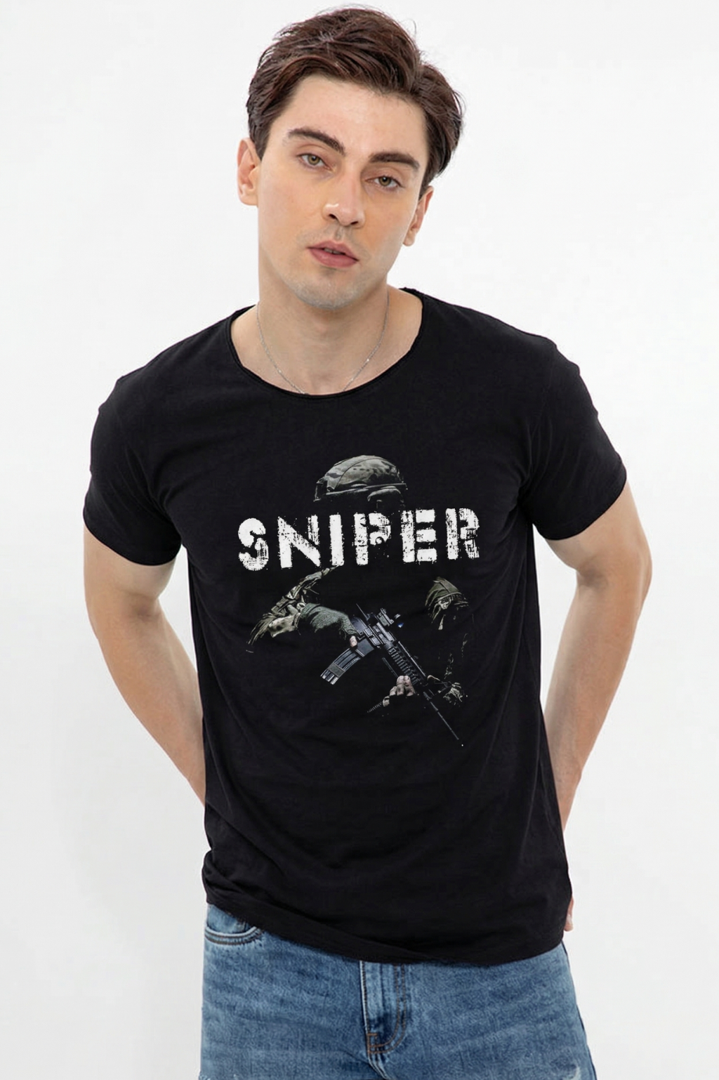 Sniper Black Graphic T-Shirt – Tactical Style