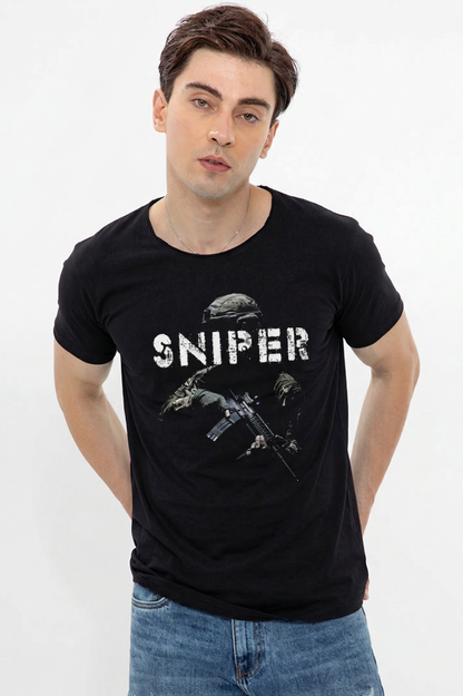Sniper Black Graphic T-Shirt – Tactical Style
