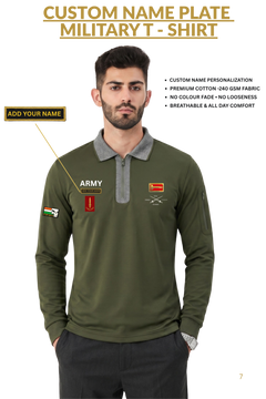 Army Custom Name Full Sleeve Cotton T-shirt
