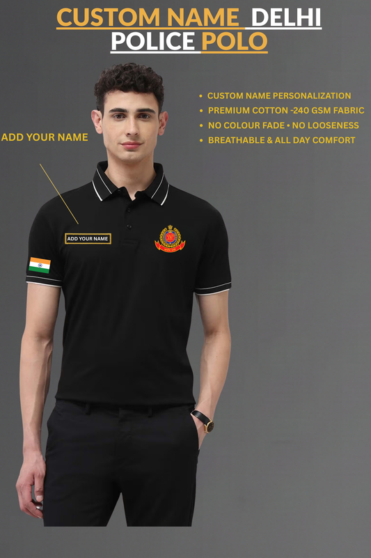 Delhi Police Custom Name Polo T-shirt