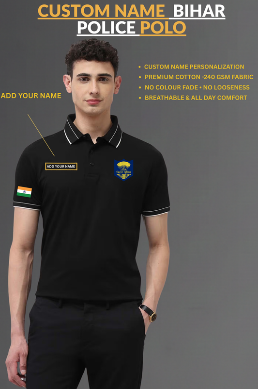 BIHAR POLICE CUSTOM NAME COTTON POLO T-shirt