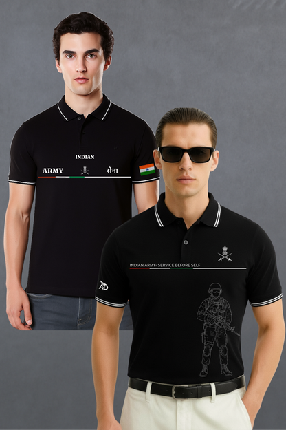 Indian Army Combo of 2 Polos - 240 GSM Cotton