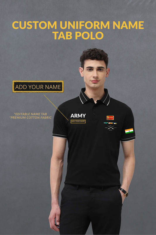 Army Custom Name Tape Polo T-Shirt | Military Inspired Premium Cotton Polo