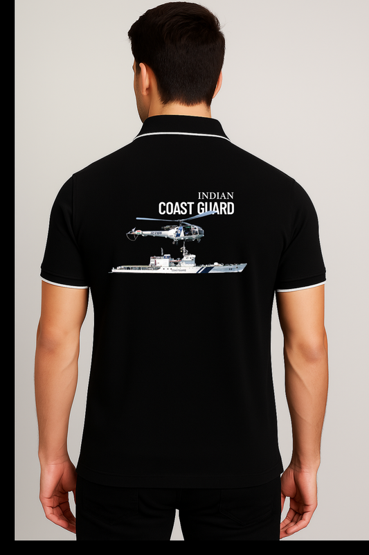 Indian Coast Guard Polo T-Shirt – Valor Beyond the Horizon | 240 GSM Pure Cotton