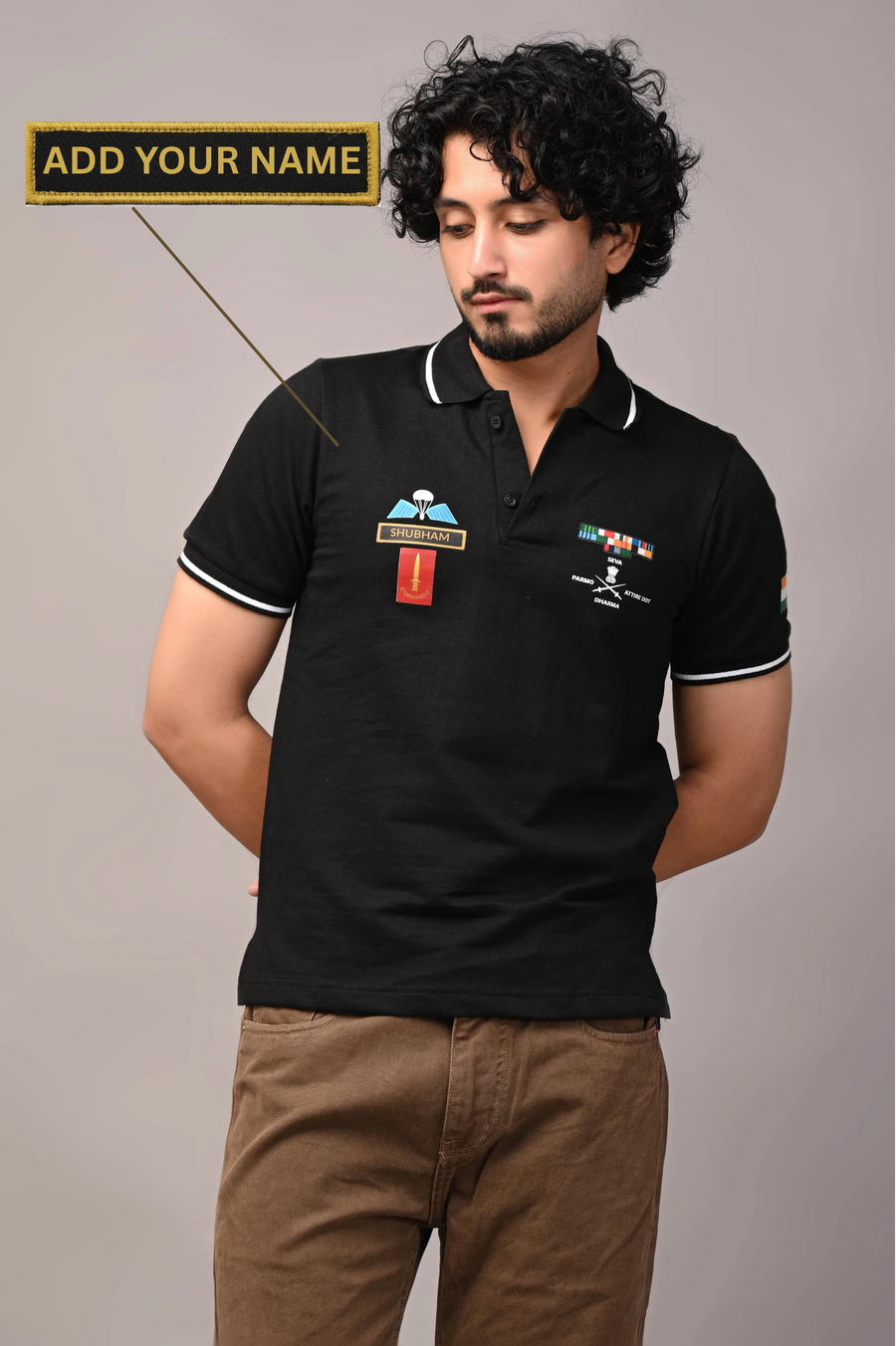 Custom Name  Military Polo Cotton T-shirt