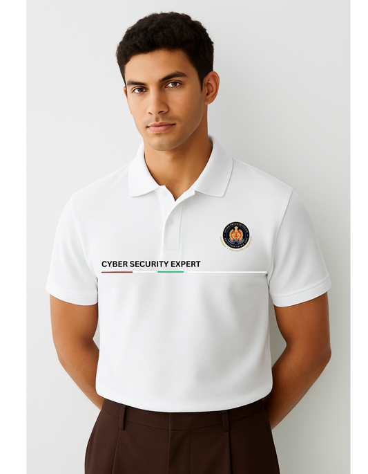 Indian Police Cyber Security White 240 GSM Cotton T-shirt