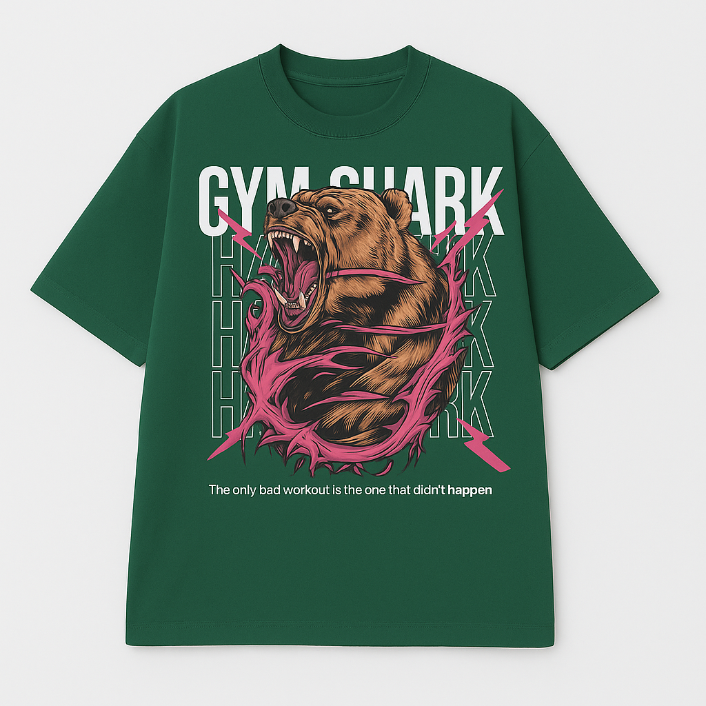 “Gym Shark” Oversized Cotton T-Shirt By Attire Dot