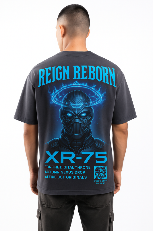 Attire Dot XR-75 Oversized T-shirt – “Reign Reborn” | 240 GSM | Designed in Italy
